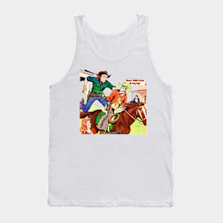 Money Western Robbery Cowboy Retro Broncho Bill Comic Tank Top